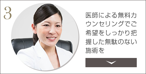 医師による無料カウンセリングでご希望をしっかり把握した無駄のない施術を