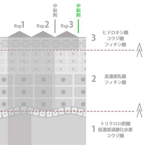 緩衝液＜ピーリング効果を中和（遮断）＞